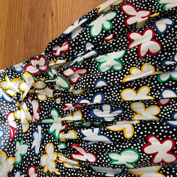 Victor Costa 80s Strapless Mermaid Abstract Floral Dress Size 8